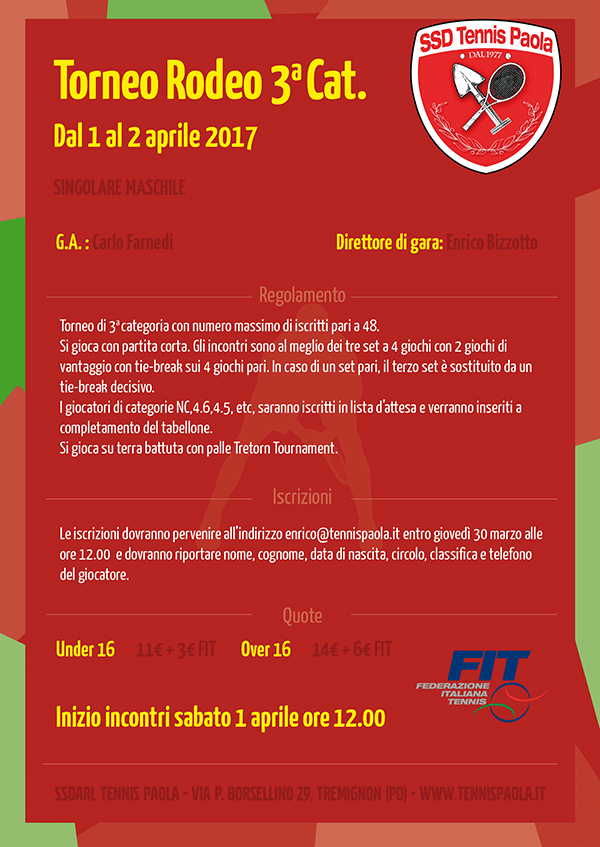 Torneo Rodeo di singolare maschile per giocatori di 3^ categoria