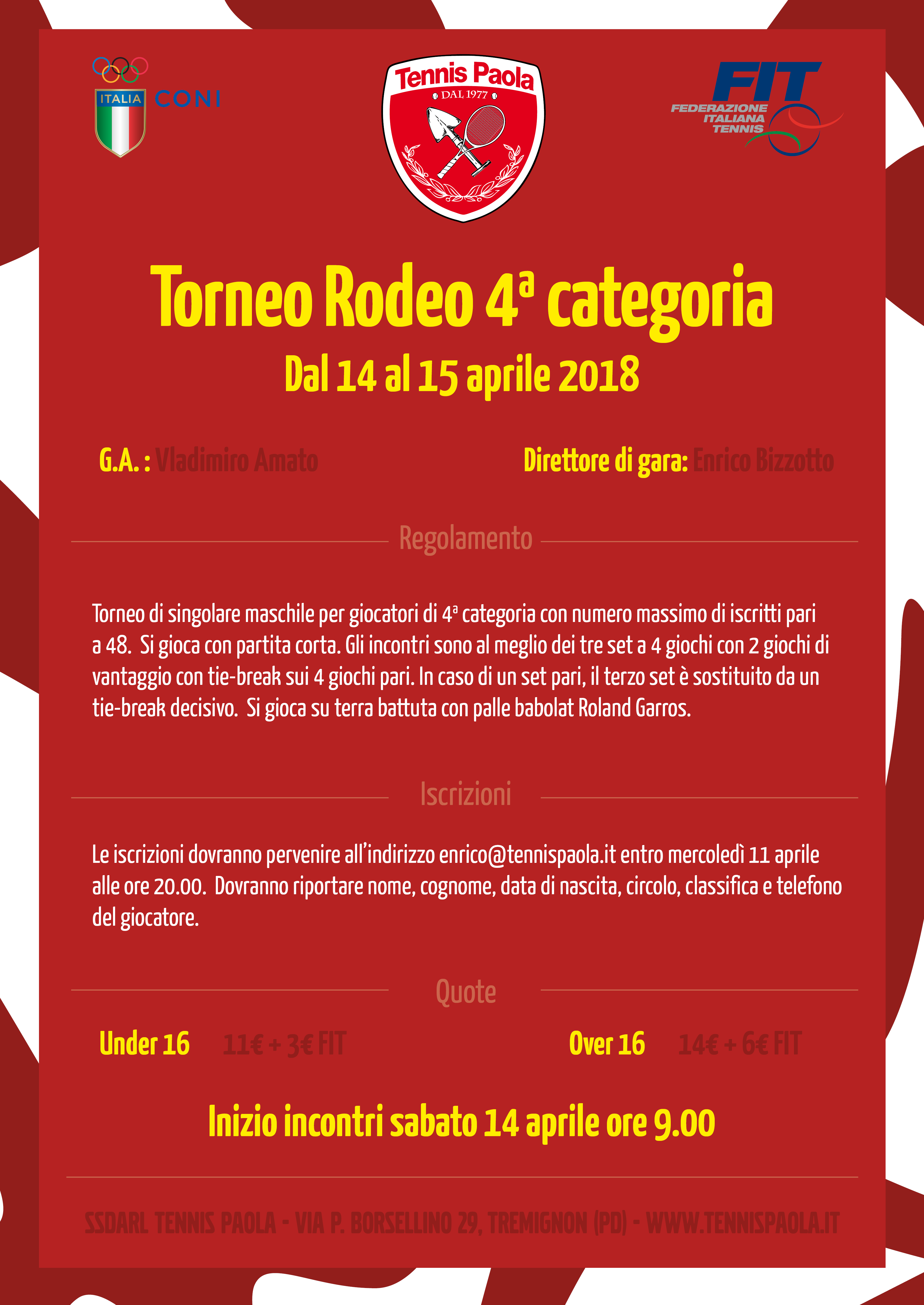 Torneo Rodeo di singolare maschile per giocatori di 4^ categoria